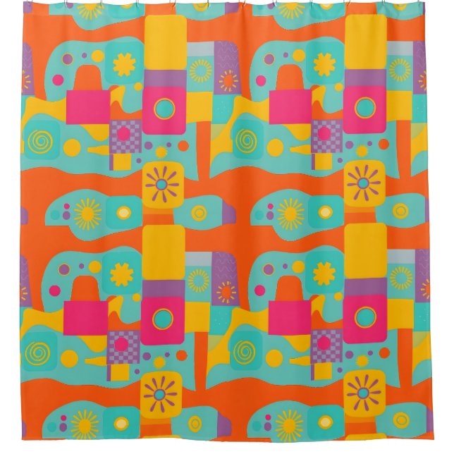 Cortina Para Box Cortina do Chá Retroativo do Groovy (Frente)