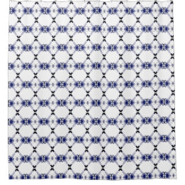 Cortina Para Box Cortina Marinho Geométrica Preta e Chá Branco