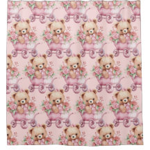 Cortinas de Chá de Urso Rosa-Rosa