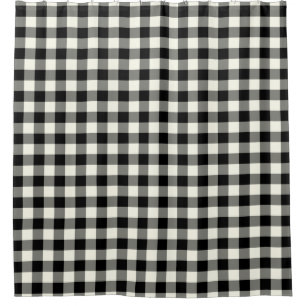Cortina Para Box Cortinas de chá preto e branco do guingão