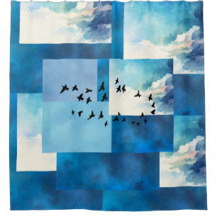 Cortina Para Box Cortinas Design Chá de Aves do Céu Azul