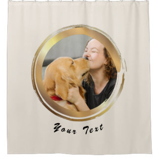 Cortina Para Box Cortinas Modernas de Pet Adorável em Círculo ouro