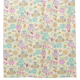 Cortina Para Box Coruja Pastel Amarelo  