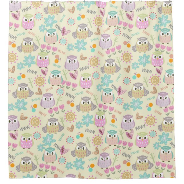 Cortina Para Box Coruja Pastel Amarelo   (Frente)