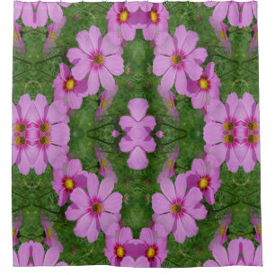 Cortina Para Box Cosmos Rosa Flores de Margarida Abstrato