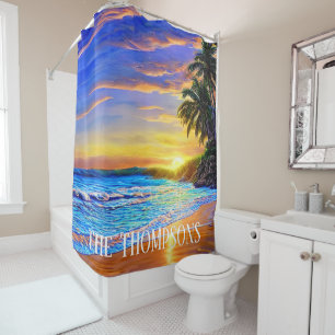 Cortina Para Box Costela Azul Turquesa Oceano Sunset