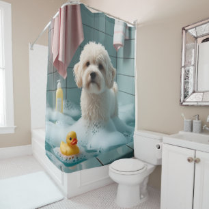Cortina Para Box Coton De Tulear Desleixado Sonolento Fofo Engraçad