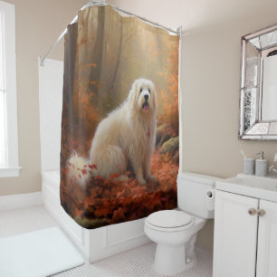 Cortina Para Box Coton De Tulear em Folhas de Outono Caem Inspiram