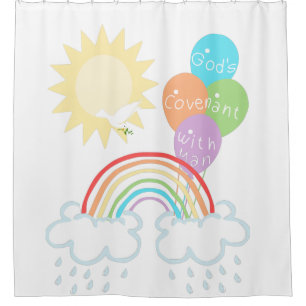 Cortina Para Box Covenant de Deus Arco-Íris com o Homem Balões Su