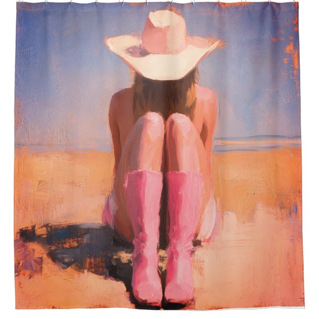 Cortina Para Box Cowgirl Costeira em Praia (Frente)