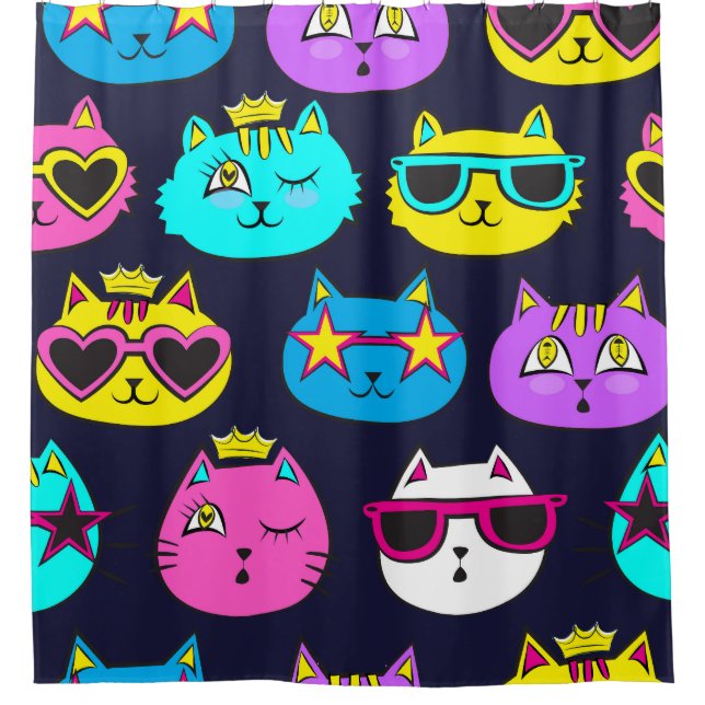 Cortina Para Box Crachás de gato, têxteis de pop (Frente)