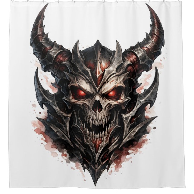 Cortina Para Box Cranio Demoníaco com Chifres (Frente)