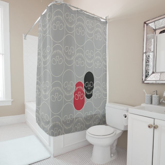 Cortina Para Box Crânios - Cinzas fantasma e branco ósseo (In Situ)