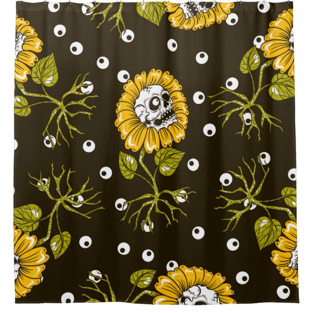 Cortina Para Box crânios de girassol padrão uniforme (Frente)