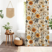 Creme Laranja Marrom Flor Silvestre Seca Vintage