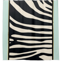 Cortina Para Box Creme, preto e verde de menta
