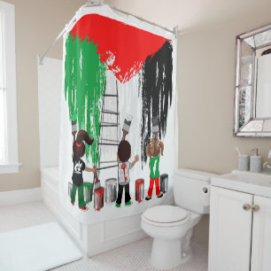 Cortina Para Box Crianças de Gaza Pintando a Bandeira da Palestina