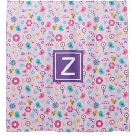 Cortina Para Box Crianças De Monograma Com Púrpura De Abelhas Flora