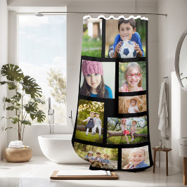 Cortina Para Box Crie Sua Própria Colagem de 14 Fotos Preta Moderna
