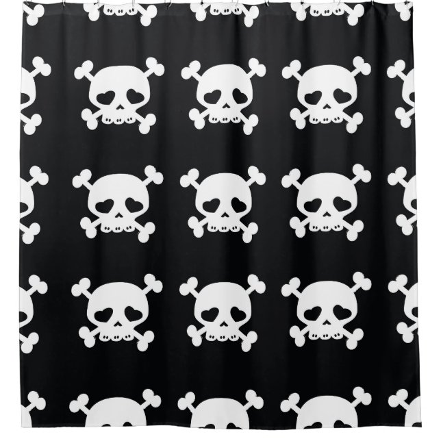 Cortina Para Box Crossbones Crânio: Padrão Branco-Preto. (Frente)
