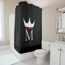 Cortina Para Box Crown Elegant Monograma Preto Branco e Vermelho