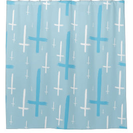 Cortina Para Box cruz invertida azul pastel
