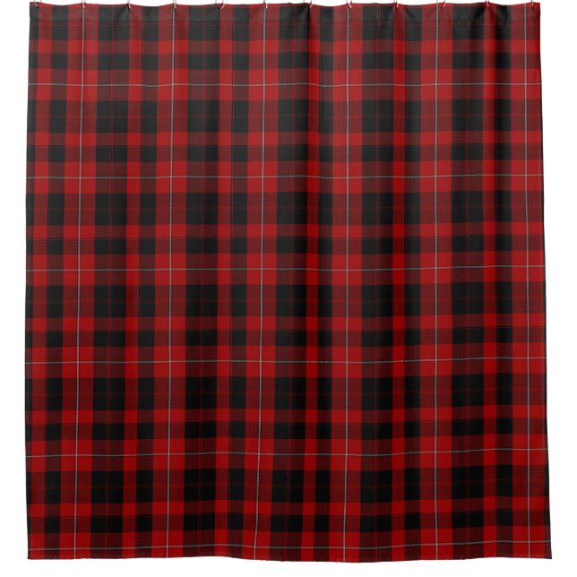 Cortina Para Box Cunningham Black e Red Tartan Chá Cortina (Frente)