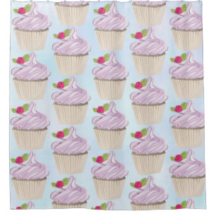 Cortina Para Box Cupcake rosa delicioso Berry no topo