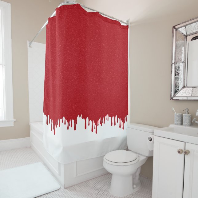 Cortina Para Box Custom Tomato Red Drip Gloss Shower Curtain (In Situ)