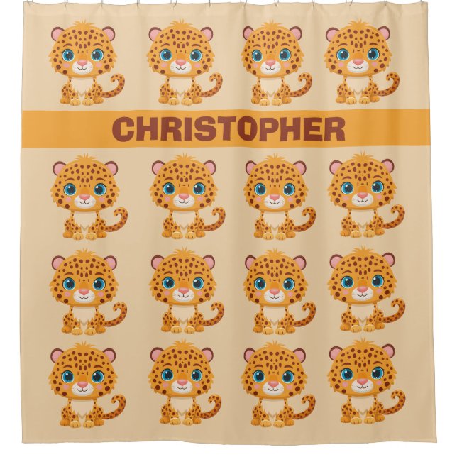 Cortina Para Box Cute Baby Leopard Safari Animal Kids (Frente)