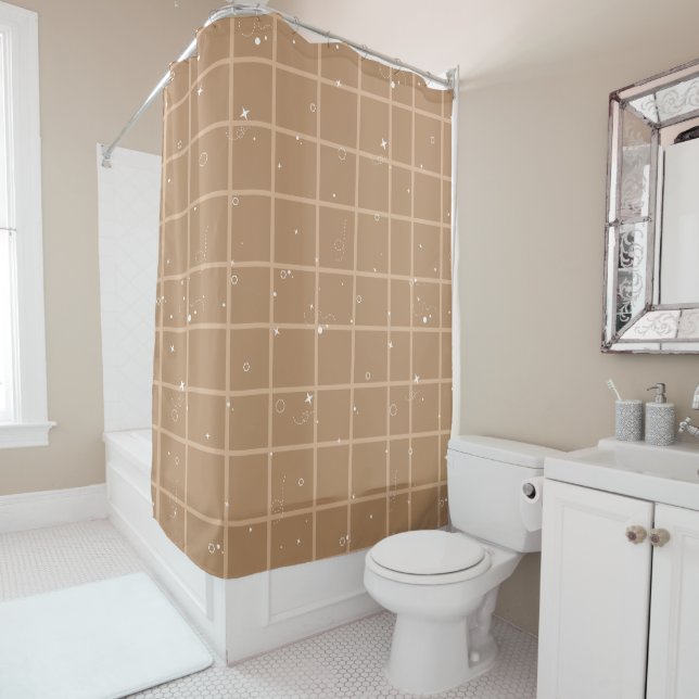 Cortina Para Box Cute Brown Gingham Shower Curtain (In Situ)