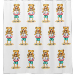 Cortina Para Box Cute Cartoon Man with Giant Teddy Bear Summer Fun