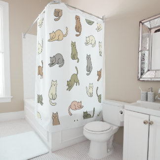 Cortina Para Box Cute Cat Pattern Shower Curtain