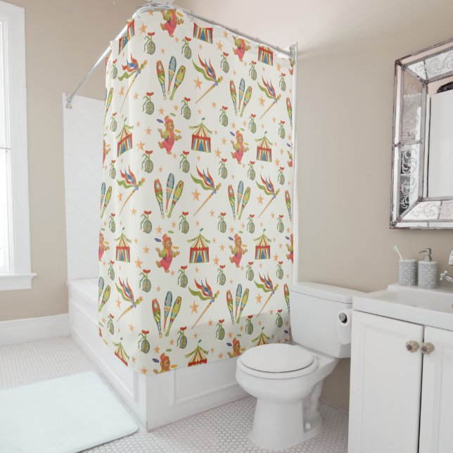 Cortina Para Box Cute Circus Bear Shower Curtain (In Situ)