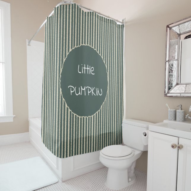 Cortina Para Box Cute Dark Green Stripes Shower Curtain (In Situ)