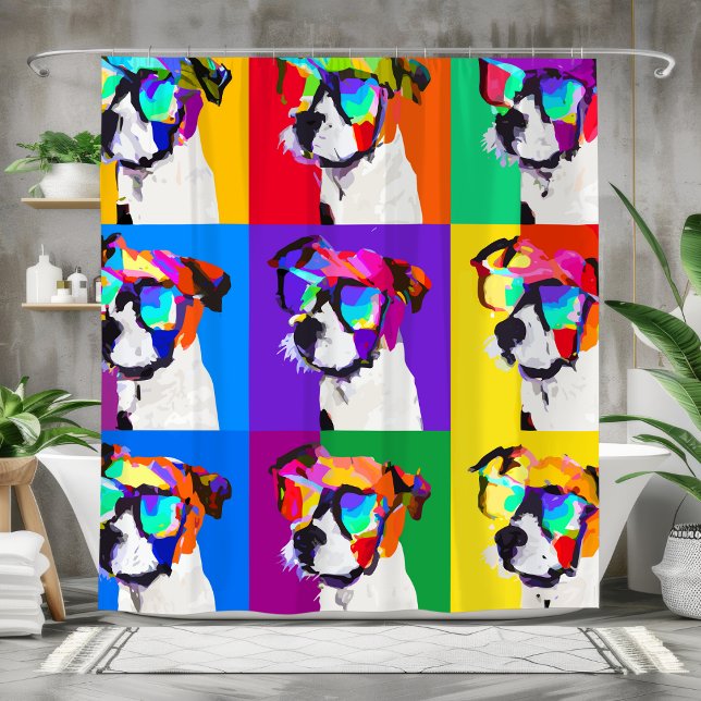 Cortina Para Box Cute Jack Russell Terriers no estilo pop art (Criador carregado)