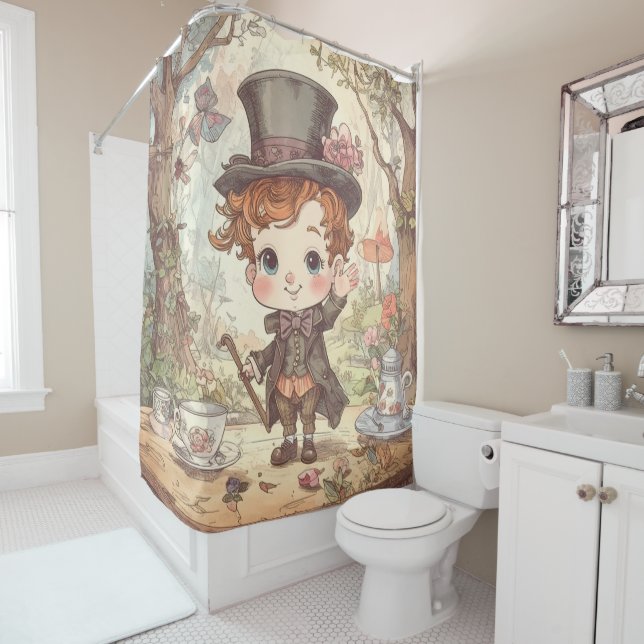 Cortina Para Box Cute Mad Hatter Whimsical Wonderland Woodland Art (In Situ)