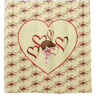 Cortina Para Box Cute Puppy And Red Hearts 