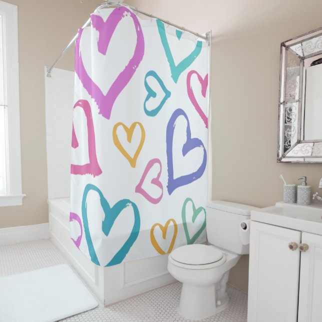 Cortina Para Box Cute Romantic Pastel Hearts (In Situ)