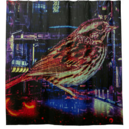 Cortina Para Box Cyberpunk Sparrow em Neon Cityscape