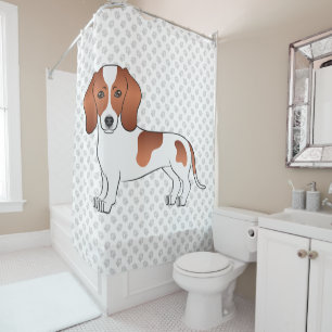 Cortina Para Box Dachshund Cartoon Cão & Patas de Pelo Liso Vermelh