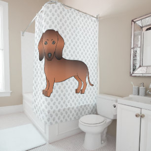 Cortina Para Box Dachshund Cartoon de Pelo Curto Sable Vermelho & P