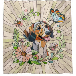 Cortina Para Box Dachshund dog - Doxie - mosaico colorido
