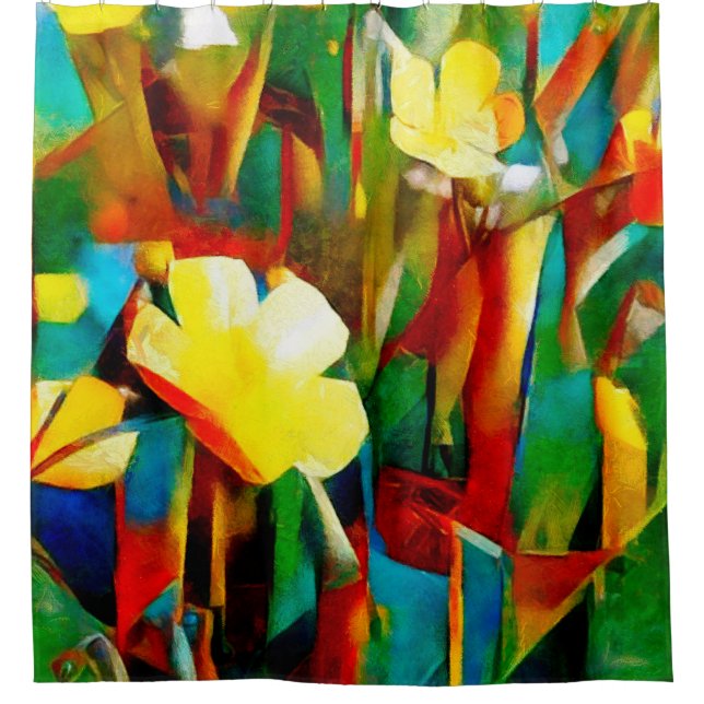 Cortina Para Box Daffodils. Composição floral de abstrato num cubis (Frente)
