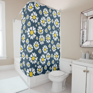 Cortina Para Box Daisy Pattern, Floral Pattern, White Daisies