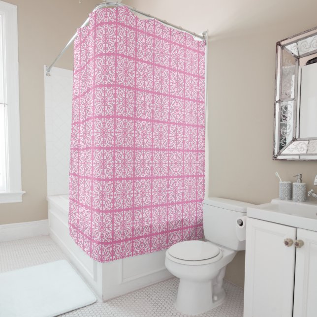 Cortina Para Box Damask branco a rosa (In Situ)