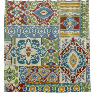 Cortina Para Box Damask Patchwork: Colorful Turkey Vintage.