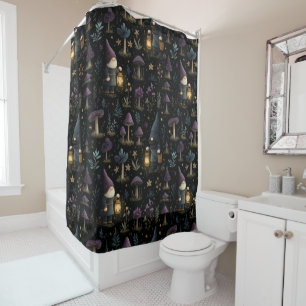 Cortina Para Box Dark Fantasy Gnomo e Mushroom Pattern