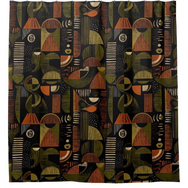 Cortina Para Box Dark Mid Century Geometric Pattern (1) (Frente)