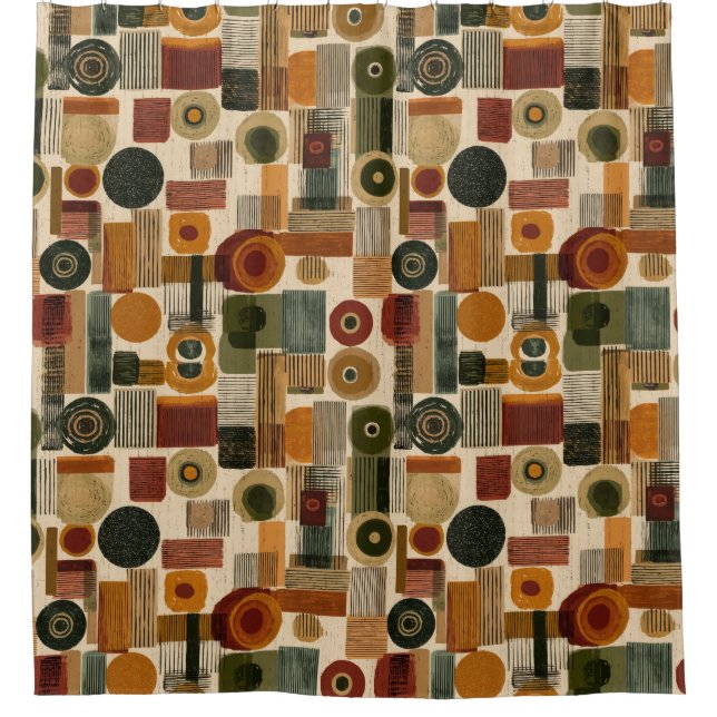 Cortina Para Box Dark Mid Century Geometric Pattern (2) (Frente)